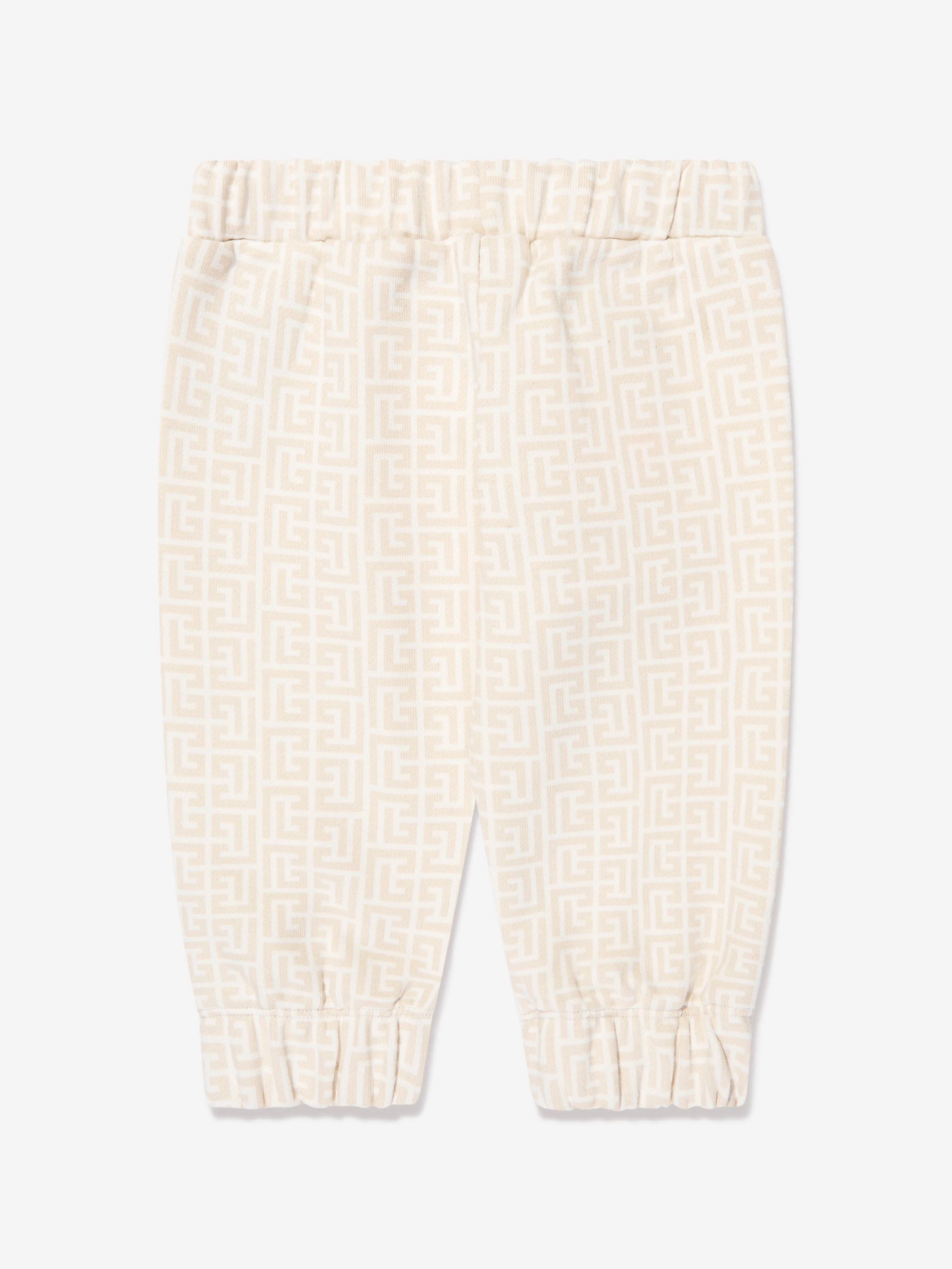 Balmain Baby Printed Fleece Joggers in Ivory