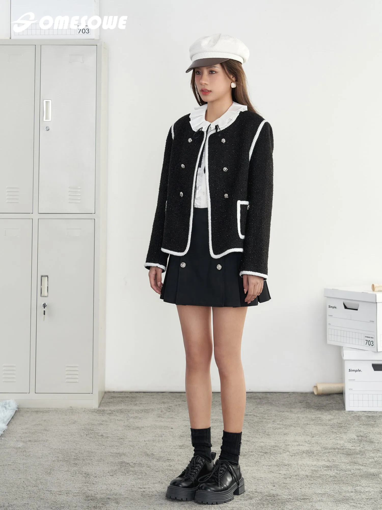 Black And White Jacket With Sewing Ribbon