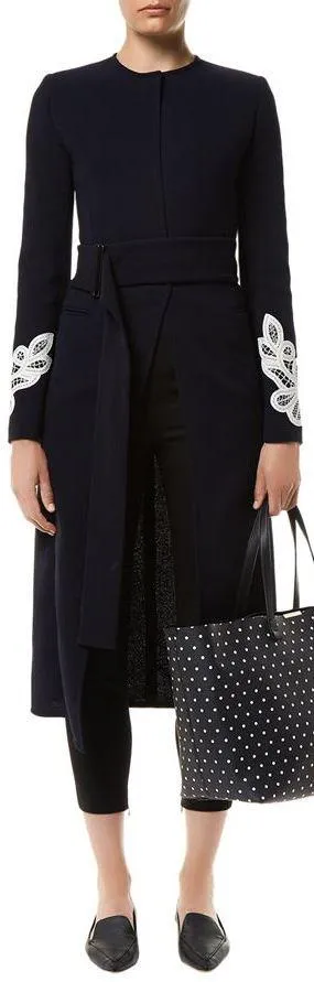 Black Embroidered-Sleeve Coat