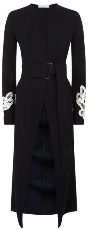 Black Embroidered-Sleeve Coat