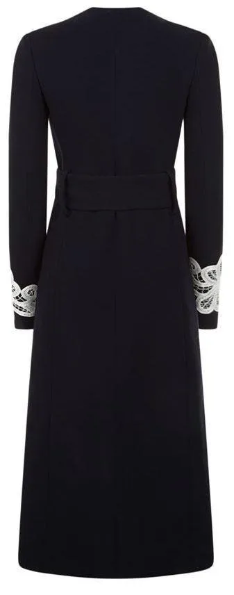 Black Embroidered-Sleeve Coat