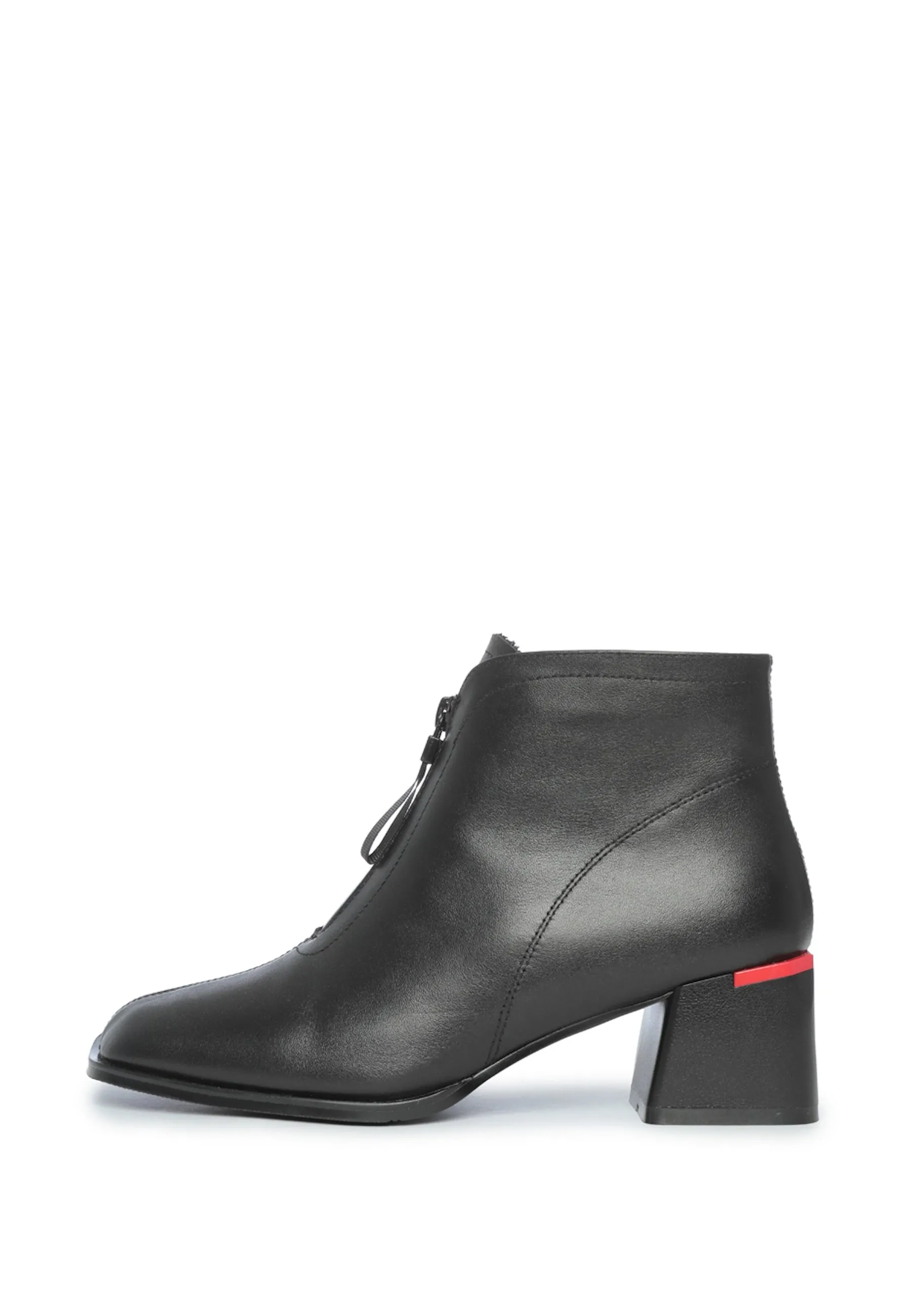 Black Leather Ankle Boots with Block Heel - Sleek & Modern