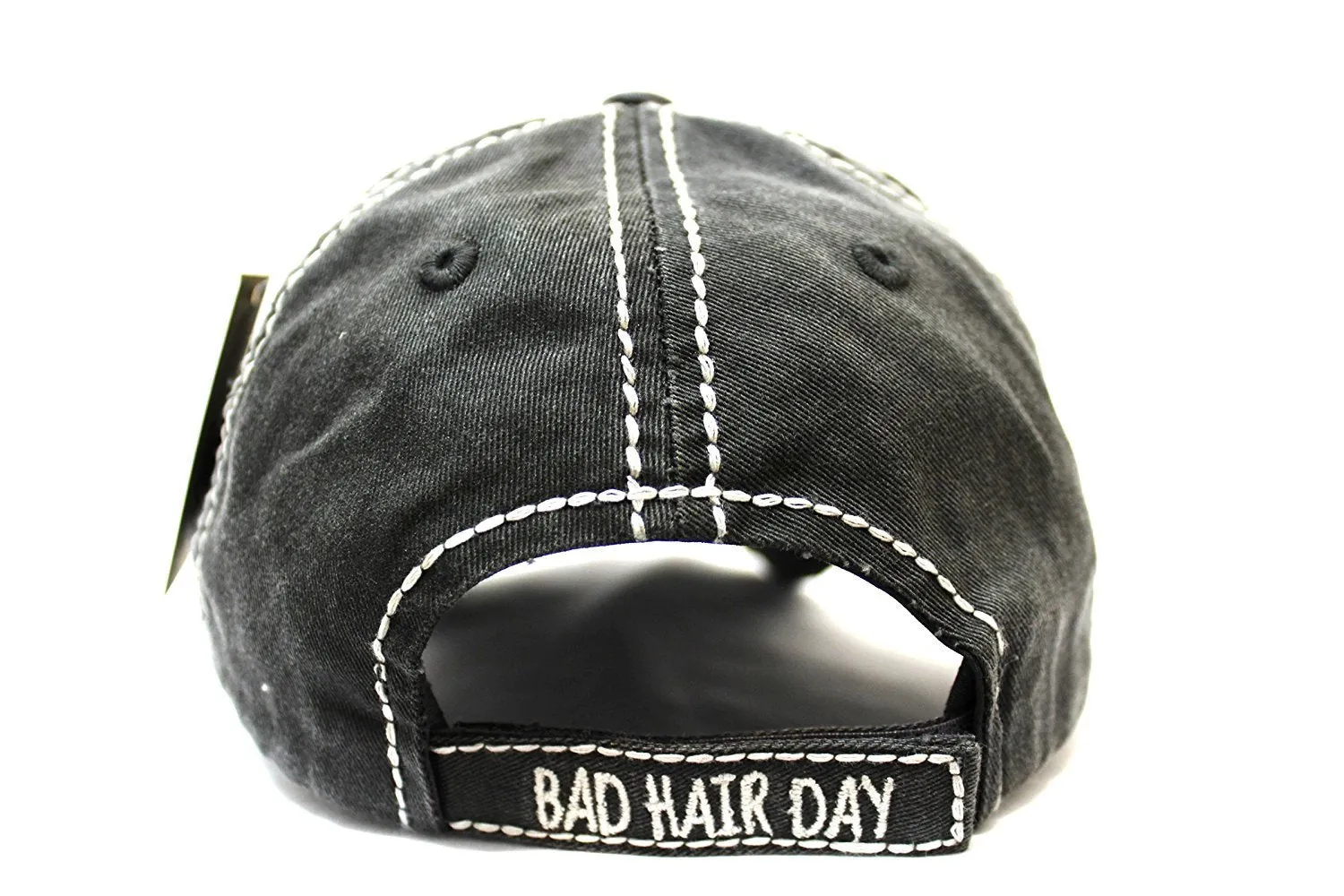 Black "BAD HAIR DAY" Patch Embroidery Vintage Cap