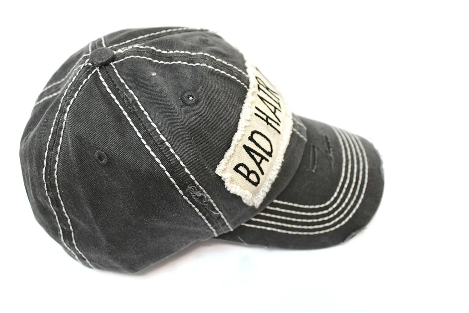 Black "BAD HAIR DAY" Patch Embroidery Vintage Cap