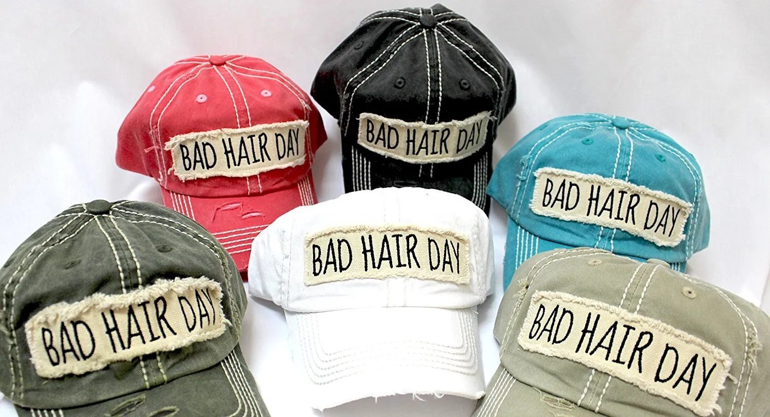 Black "BAD HAIR DAY" Patch Embroidery Vintage Cap