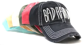 BLK Contrast-Stitch "BAD HAIR DAY" Embroidery Baseball Hat