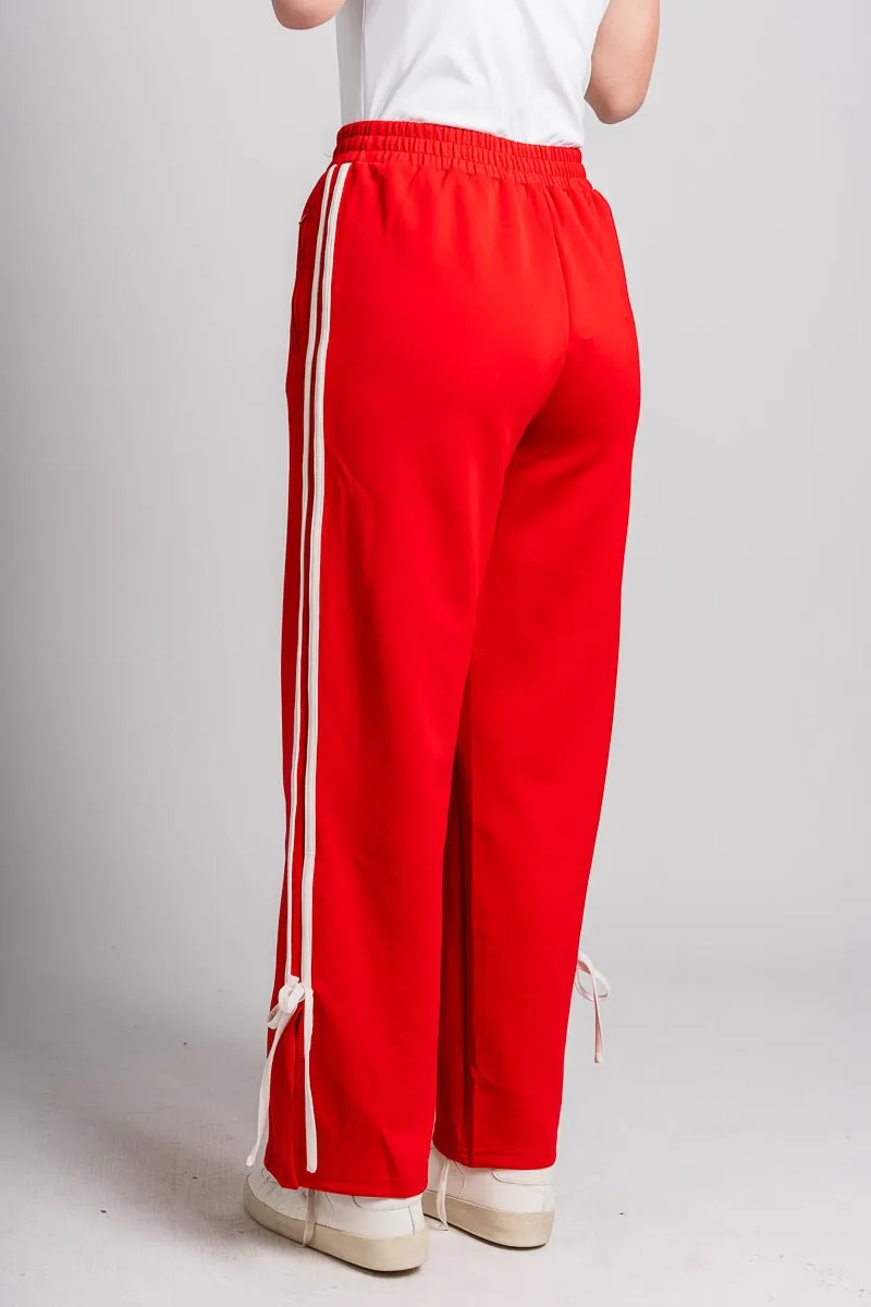 Bow detail track pants red