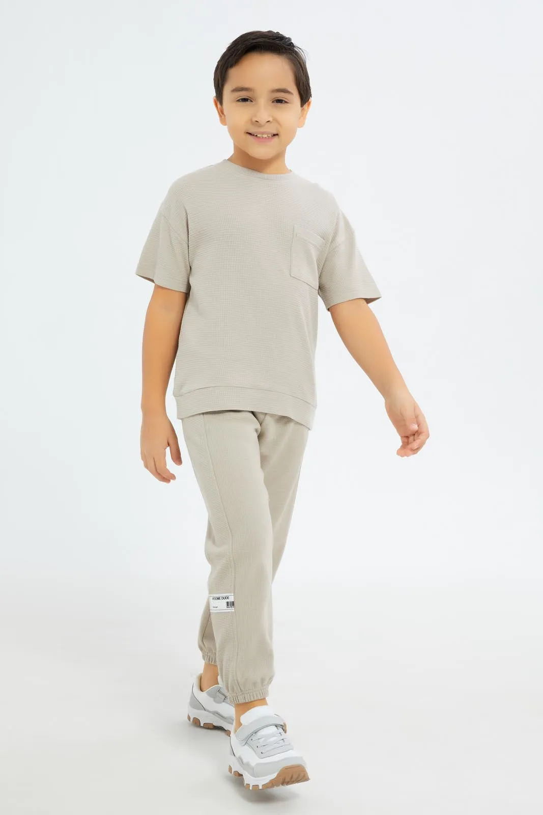 Boys Beige Track Pants