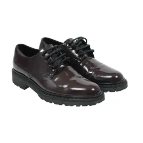 Burgundy Wine Maroon Leather Chunky Derby Oxfords