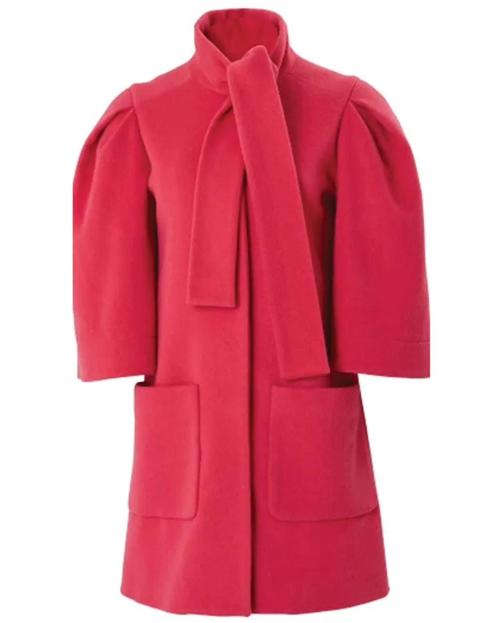 Cerise Pink Tie Neck Coat