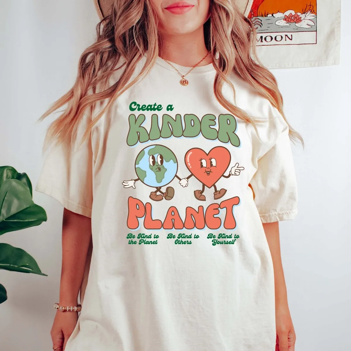 Create a kinder planet Earth and Heart Comfort Color Tee