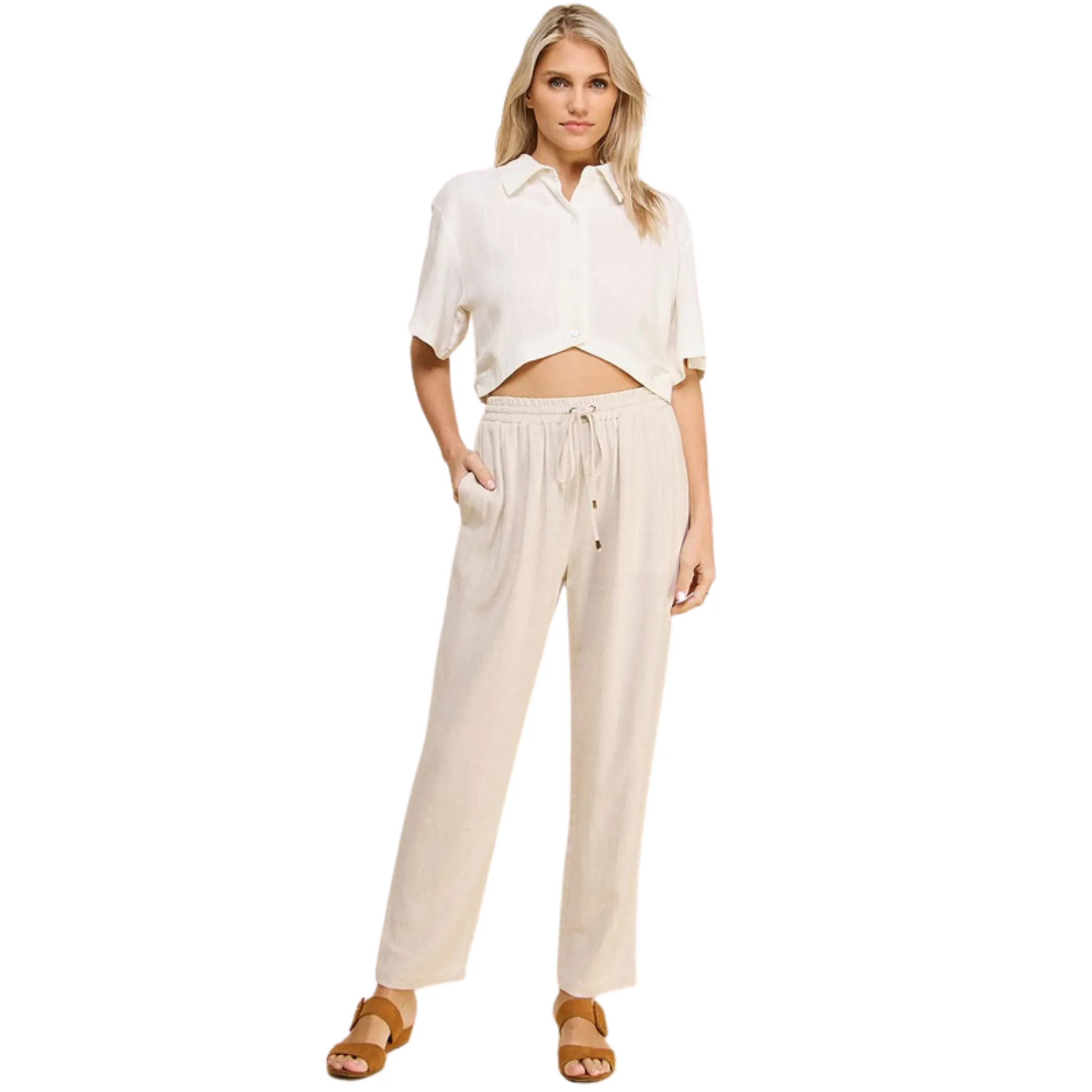 Elastic Waist Soft Linen Pants