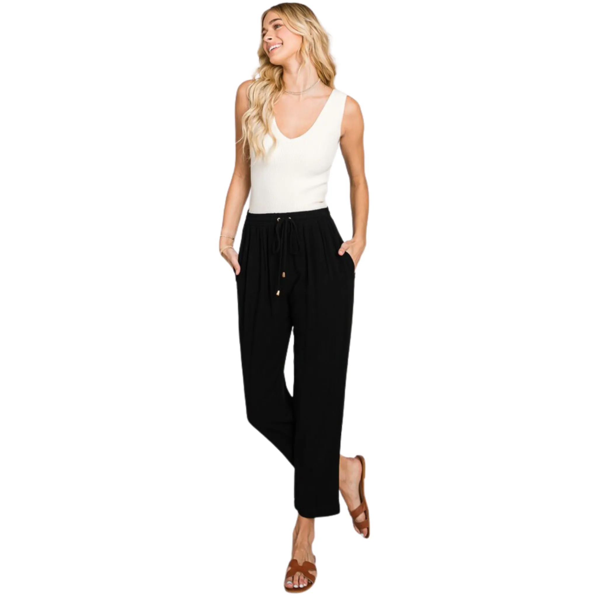 Elastic Waist Soft Linen Pants