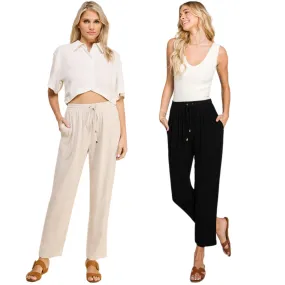 Elastic Waist Soft Linen Pants