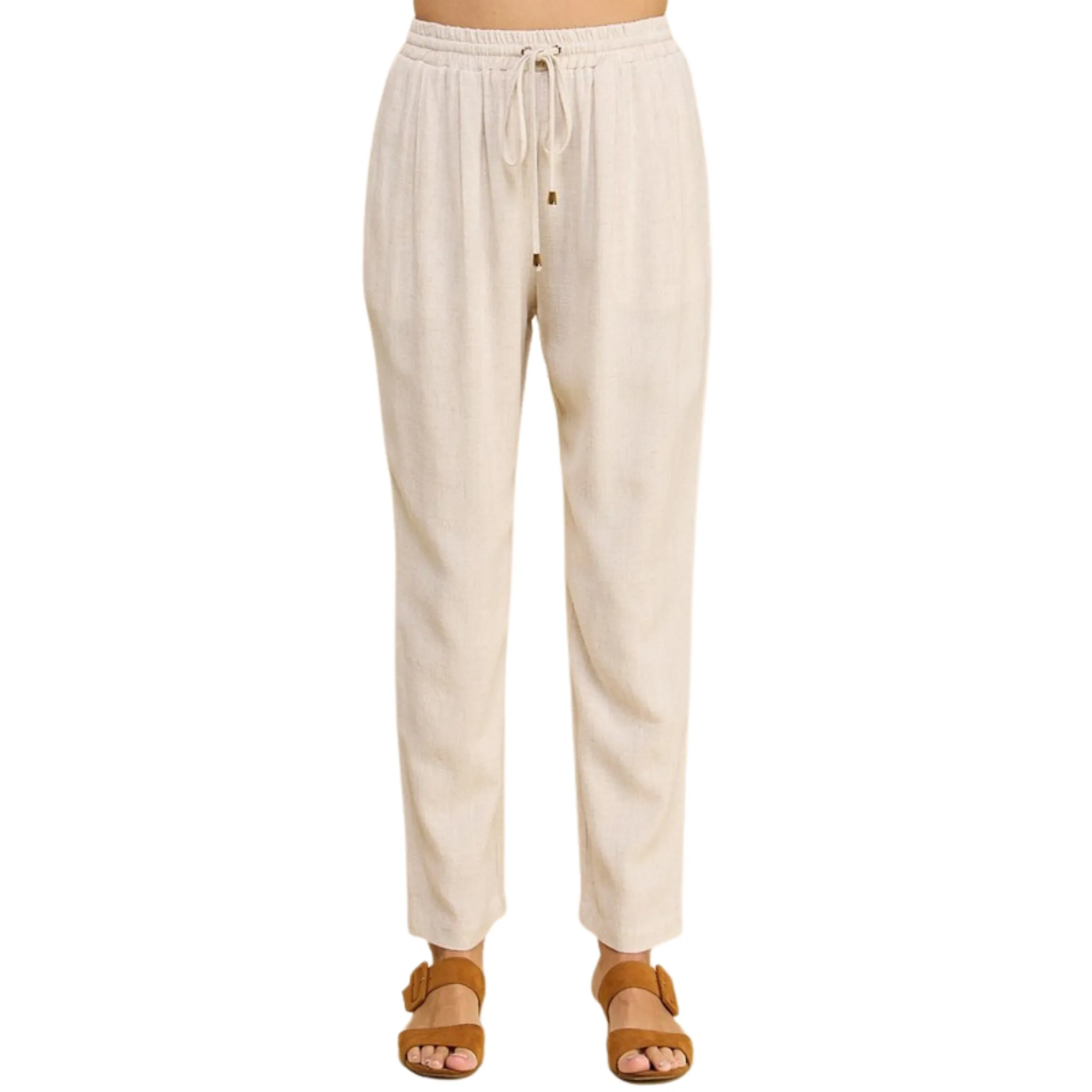 Elastic Waist Soft Linen Pants