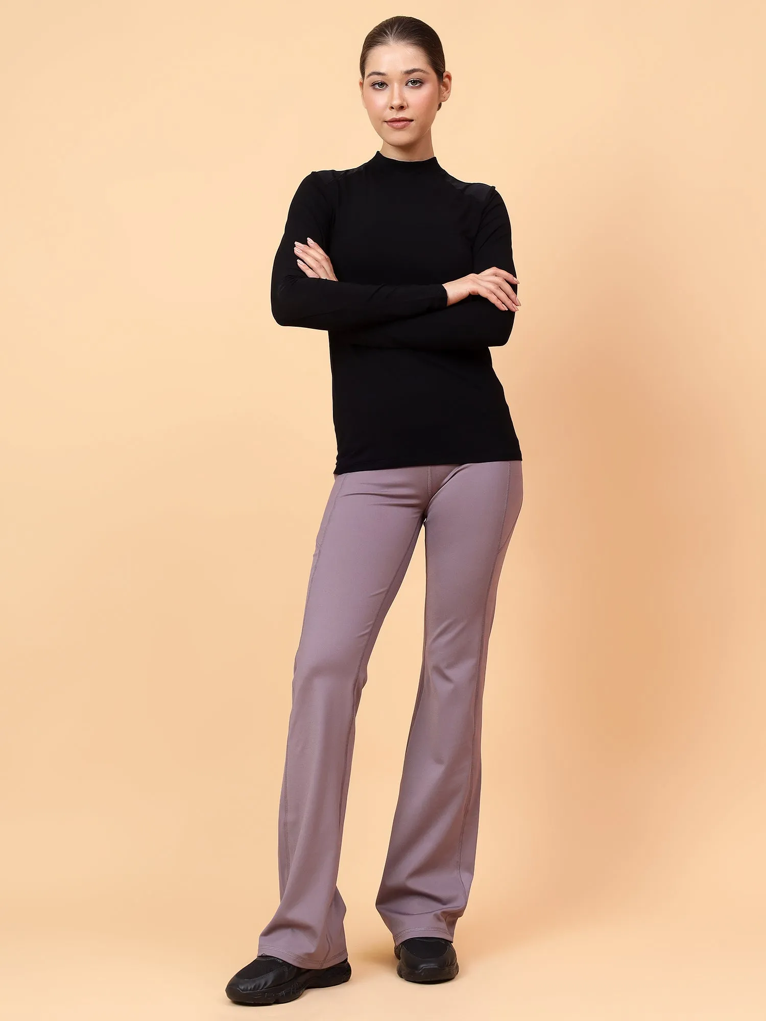 Fitkin Women Mauve All Day Bootcut Active Pants