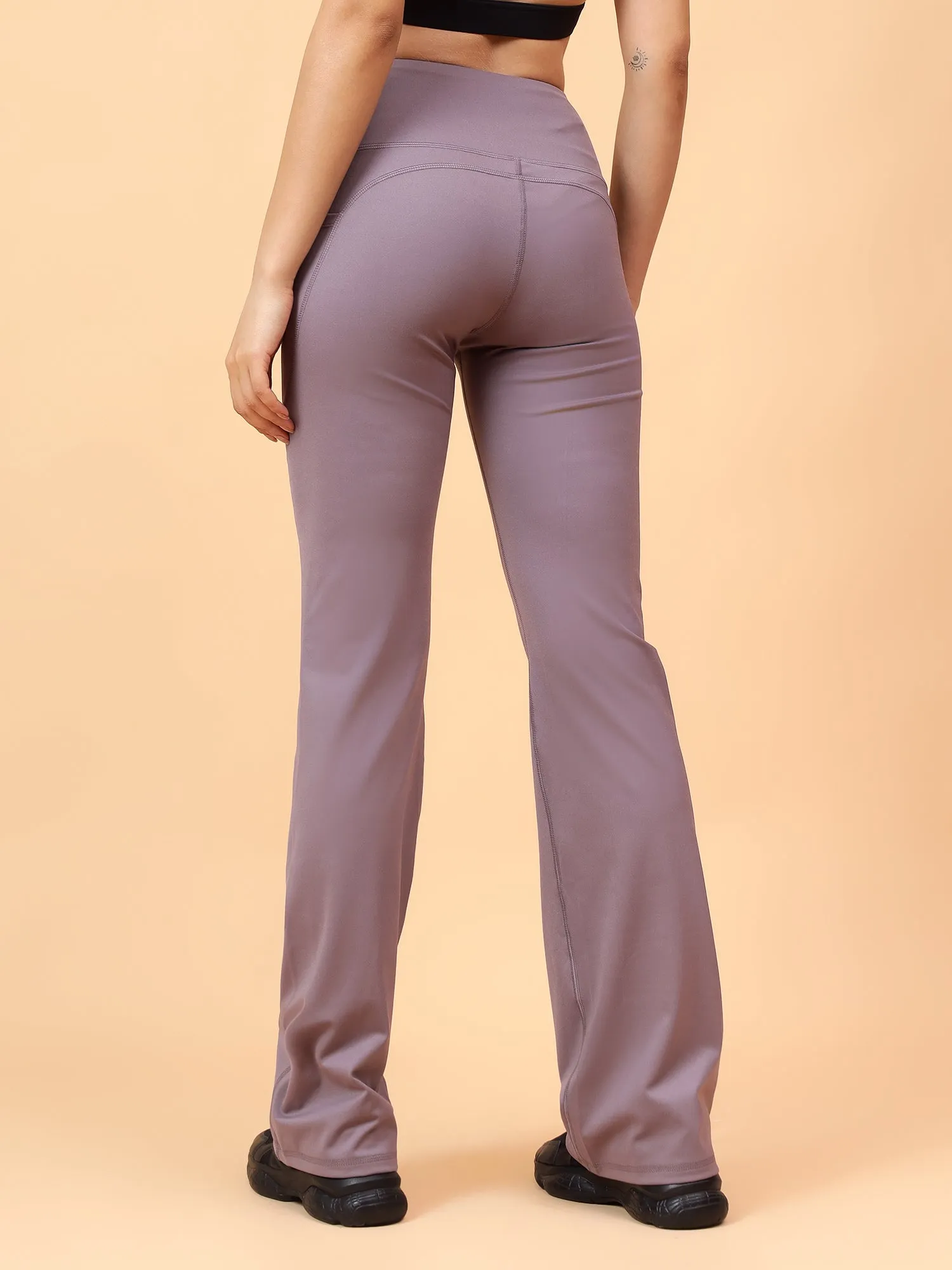 Fitkin Women Mauve All Day Bootcut Active Pants