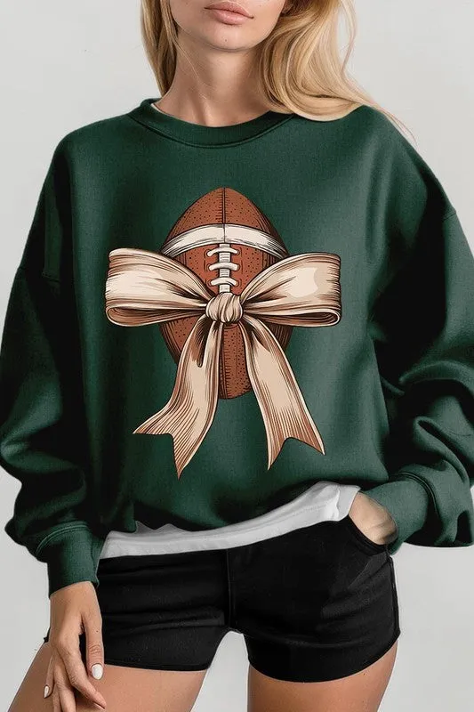 Football Bow Graphic Fleece Sweatshirts