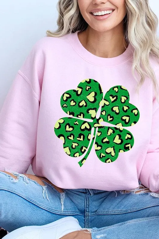 Four Leaf Clover Graphic Fleece Sweatshirts