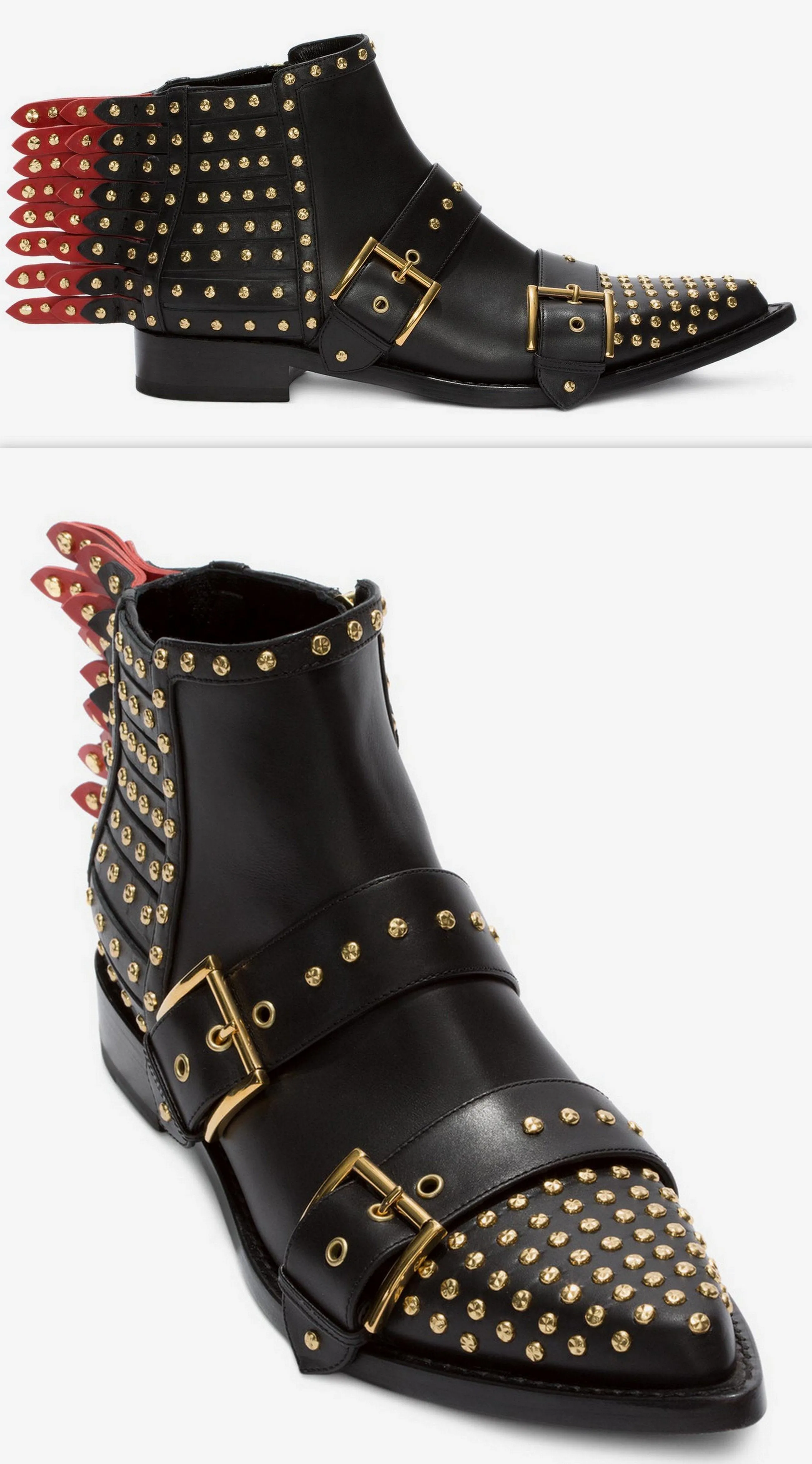 Fringed Studded Ankle Boots