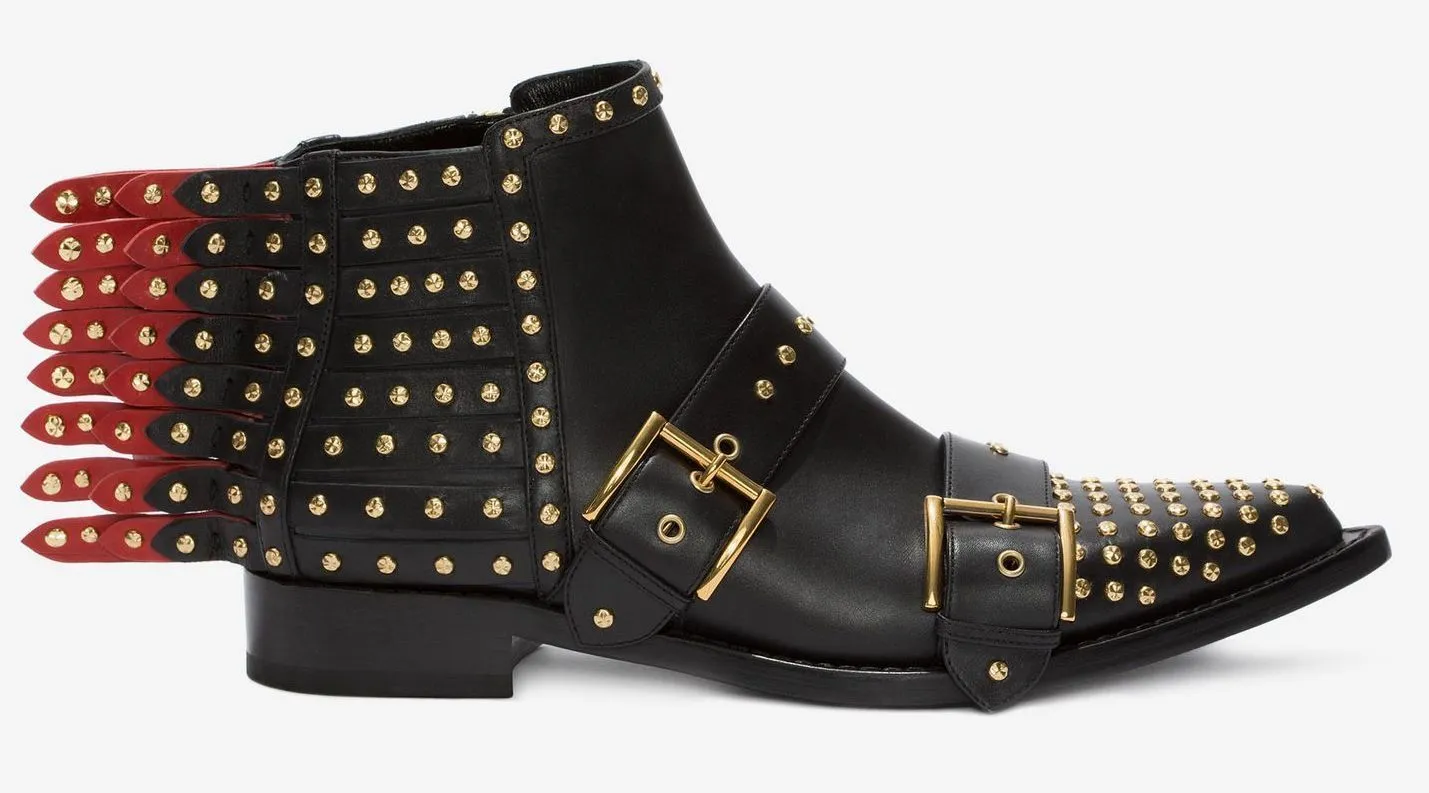 Fringed Studded Ankle Boots