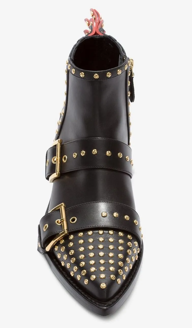 Fringed Studded Ankle Boots