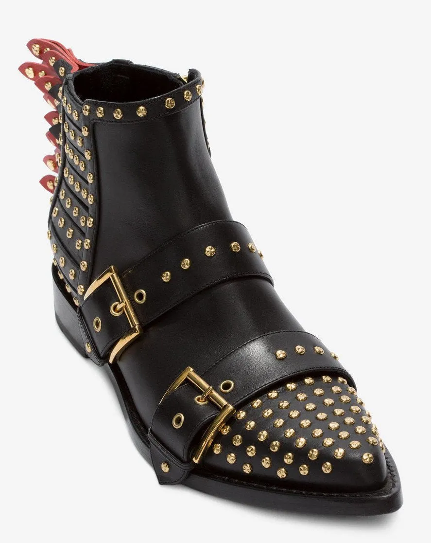 Fringed Studded Ankle Boots