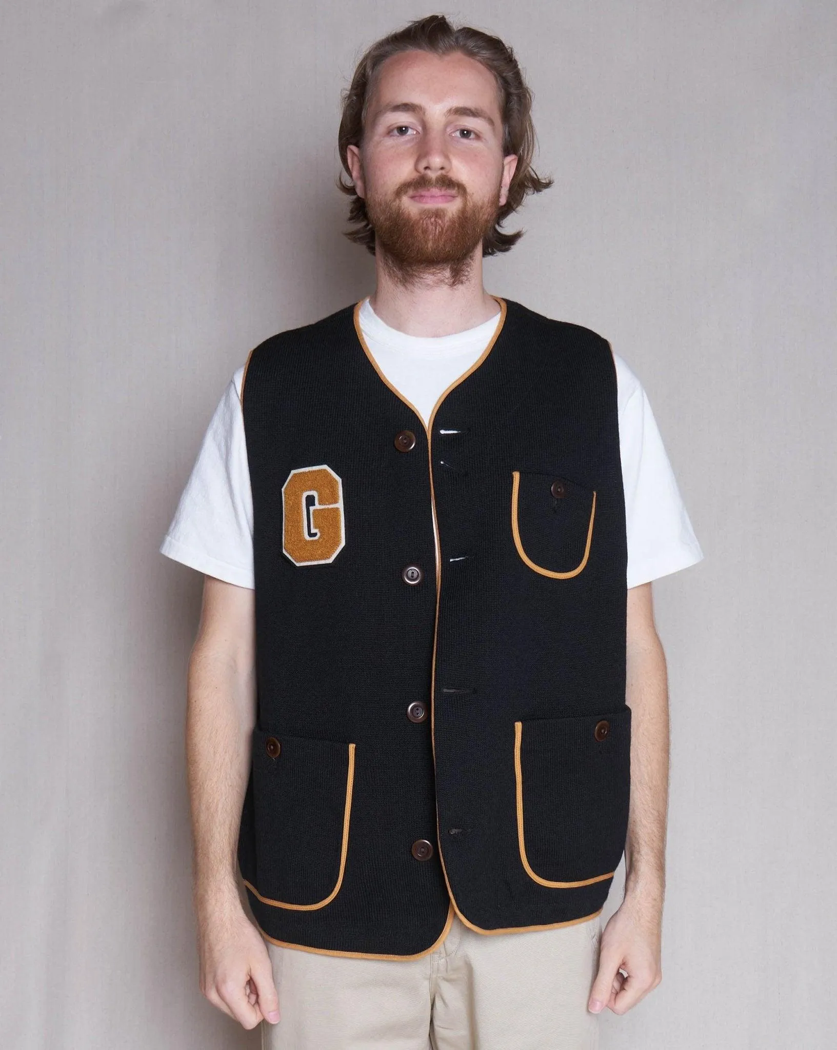 Godspeed x Dehen 1920 'Five Year' Knit Utility Vest - Black / Gold