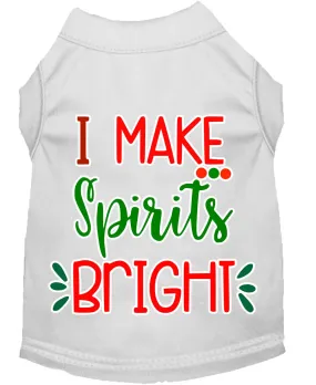 I Make Spirits Bright Screen Print Dog Shirt White Xxl