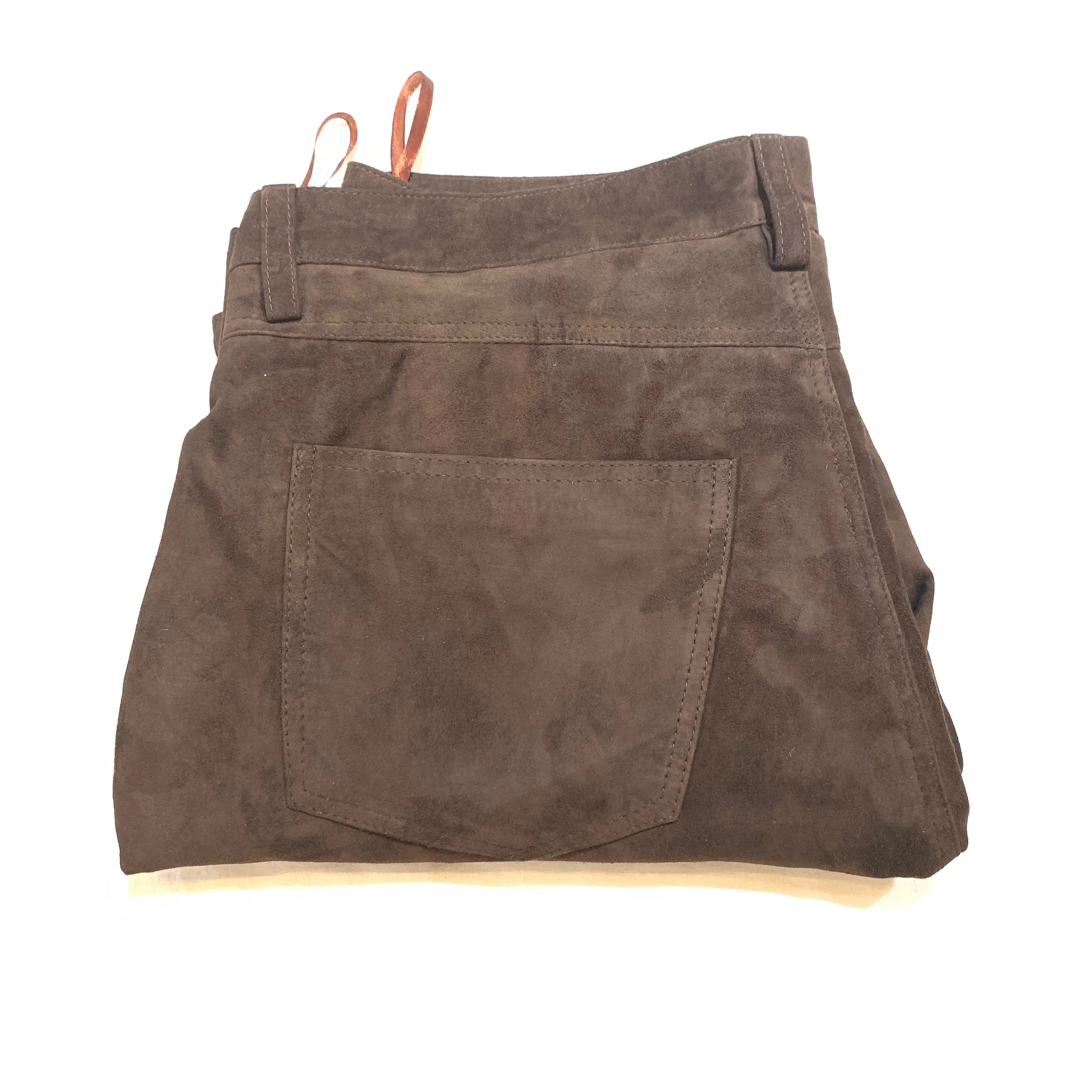 Kashani Men's Chocolate Brown Suede Straight Cut Pants