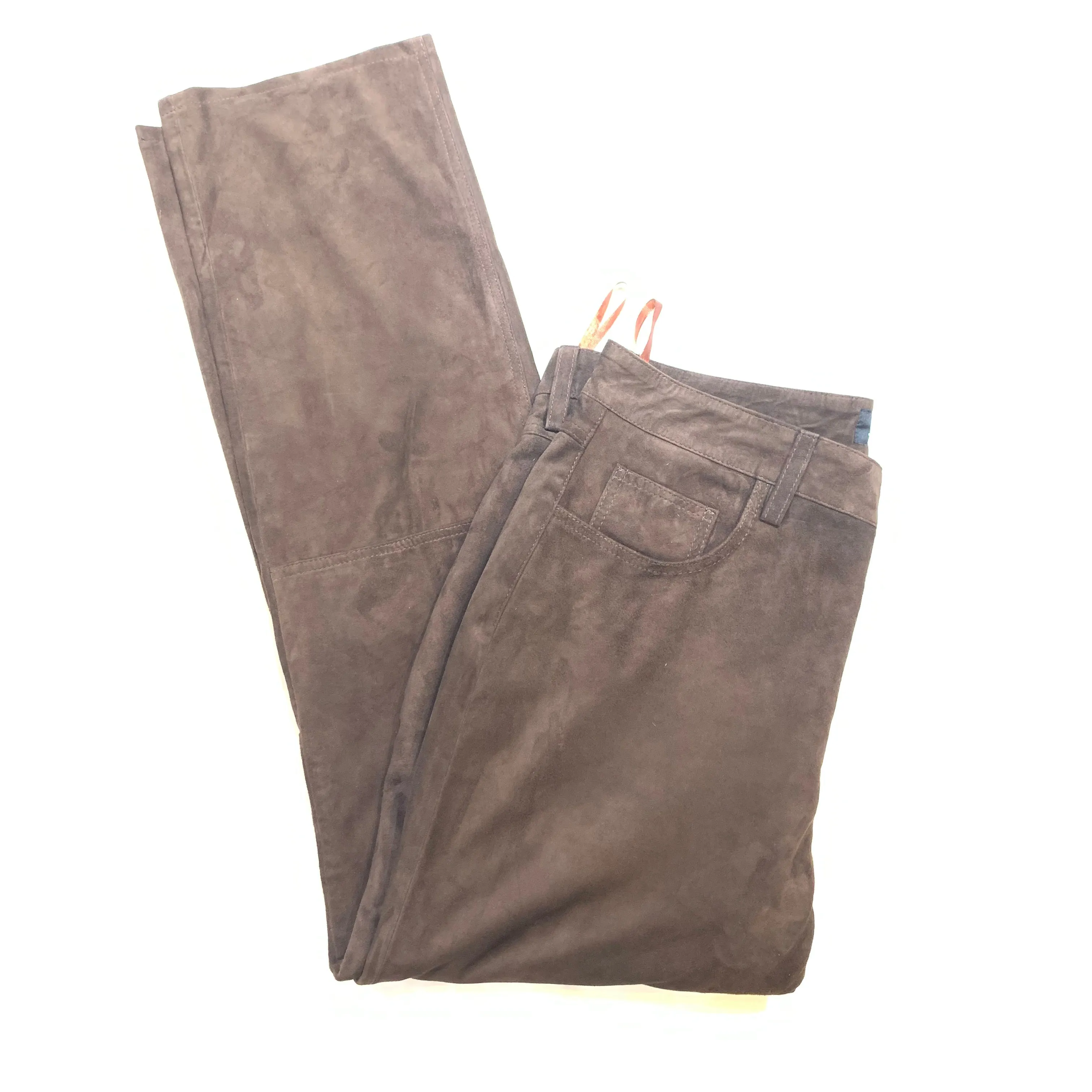 Kashani Men's Chocolate Brown Suede Straight Cut Pants