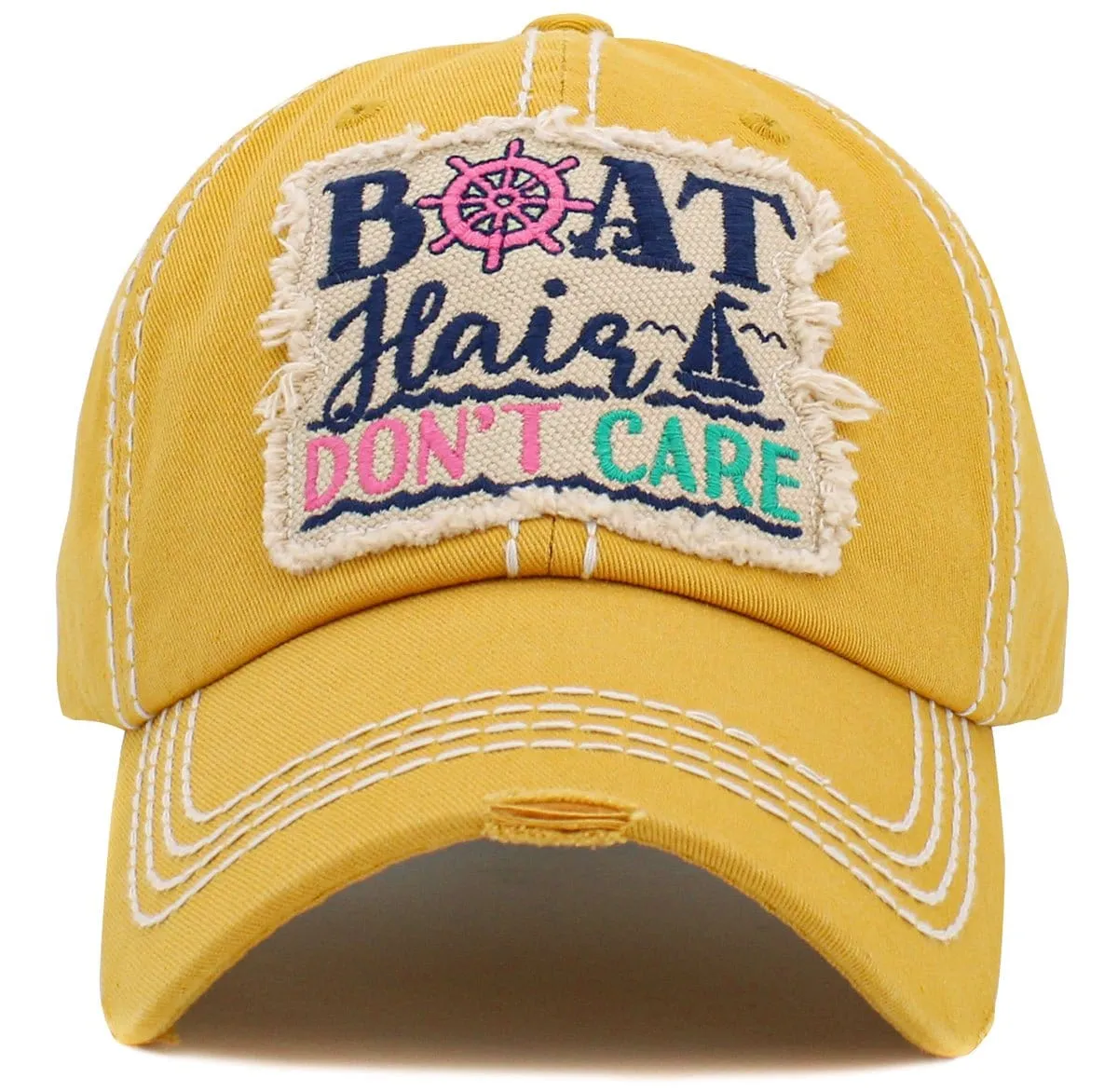 KBV1484 'Boat Hair Don't Care '  Washed Vintage Ballcap