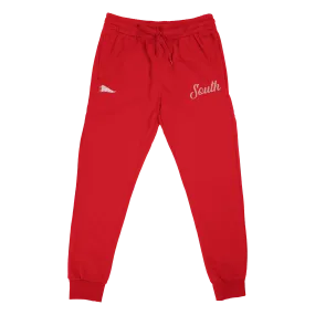 Limited Edition Evergreen South Script Joggers- Red