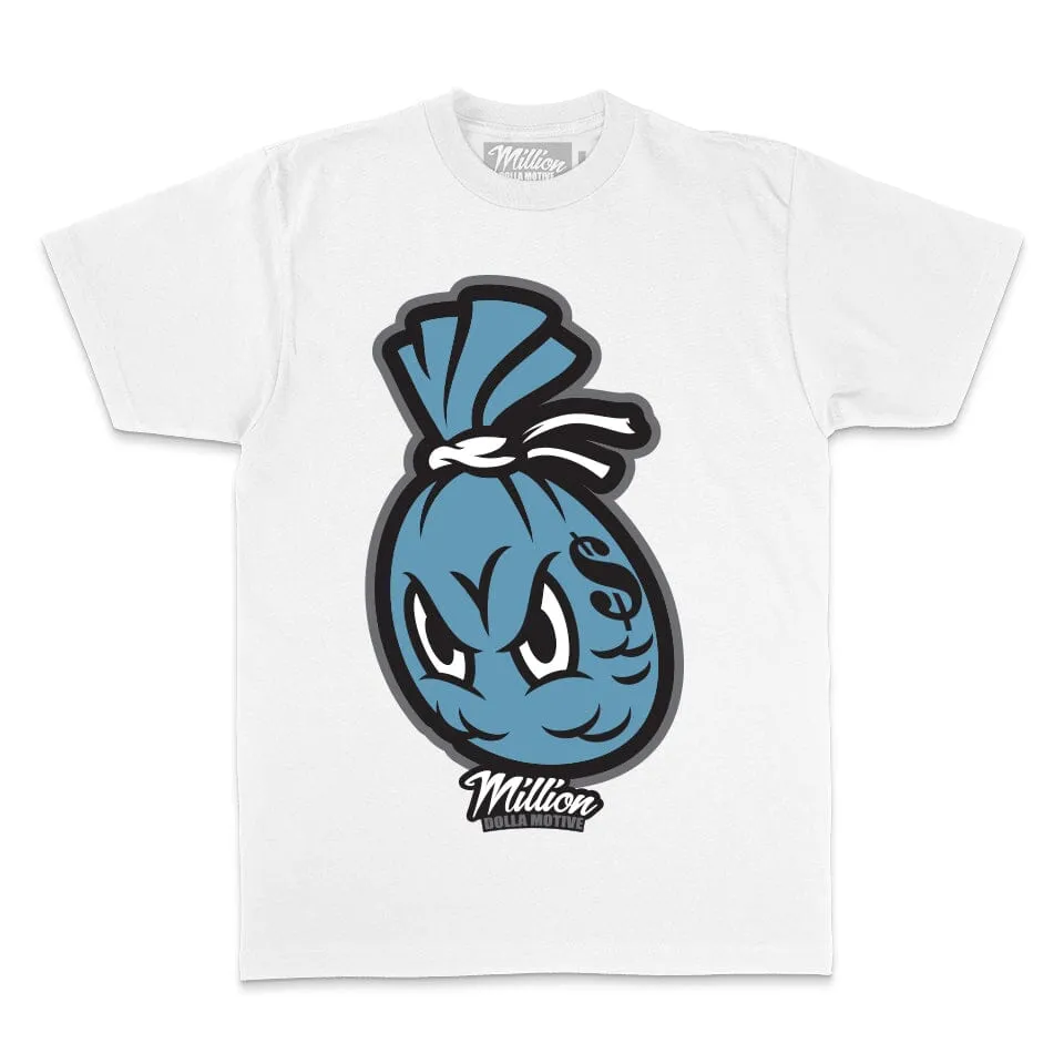 Money Bag - Chambray Blue on White T-Shirt