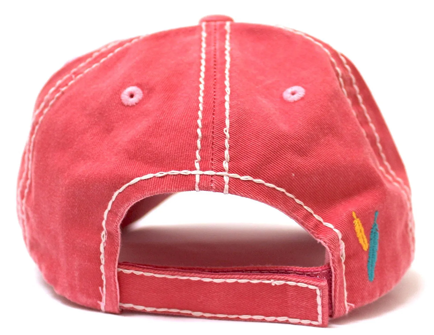 NEW! CORAL Triple Feather "Free Spirit" Patch Embroidery Cap