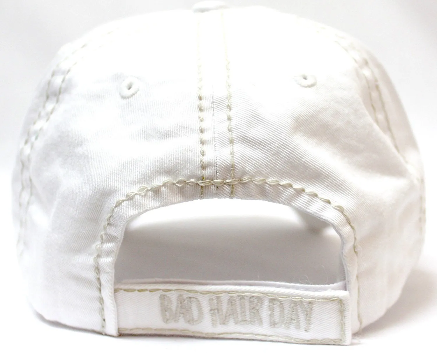 New! White "BAD HAIR DAY" Embroidery Patch Baseball Cap