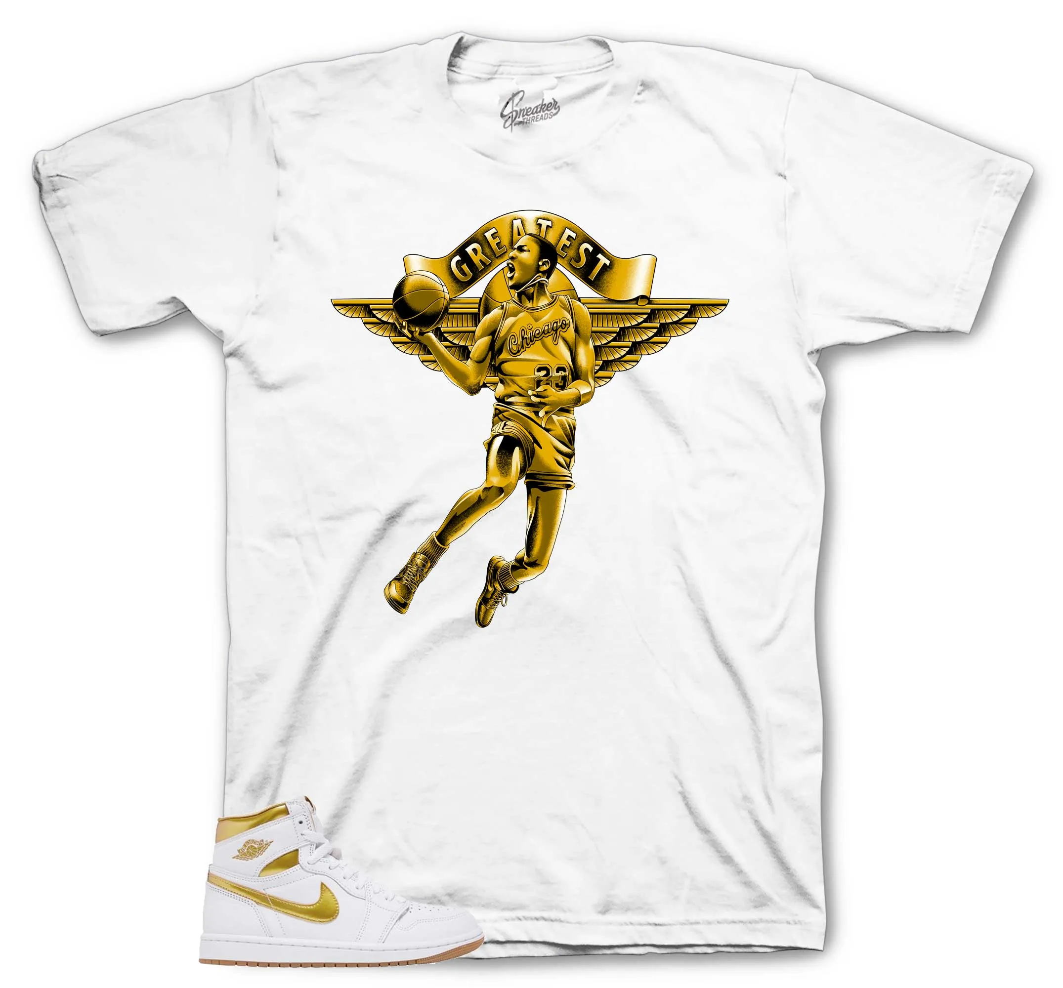 Retro 1 White Metallic Gold Greatest Shirt