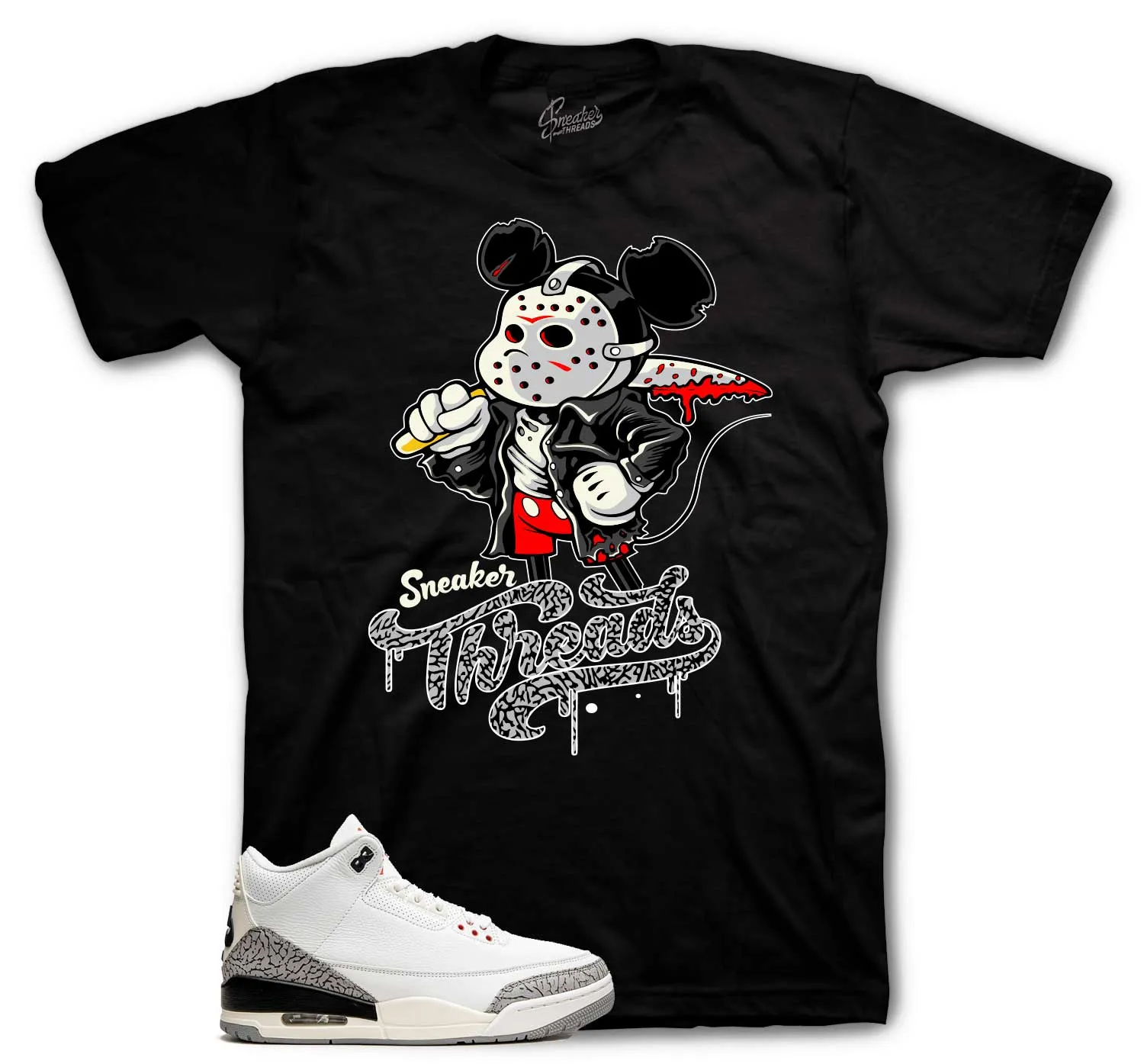 Retro 3 Reimagined White Cement Killa Mouse Shirt