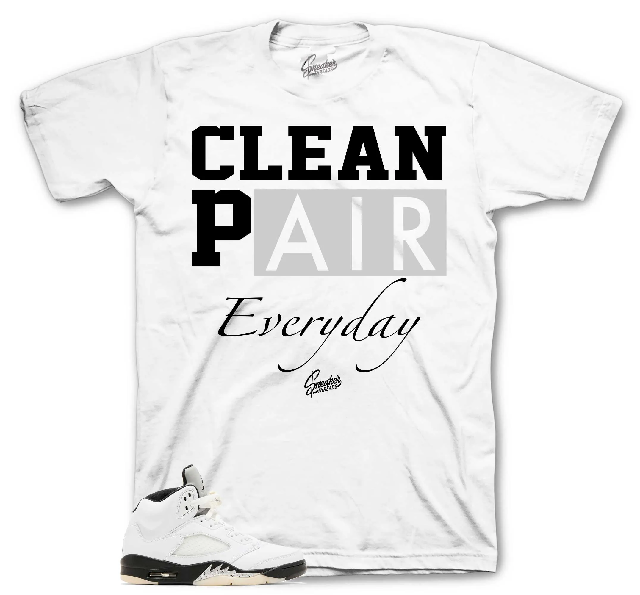 Retro 5 White Black Clean Pair Shirt