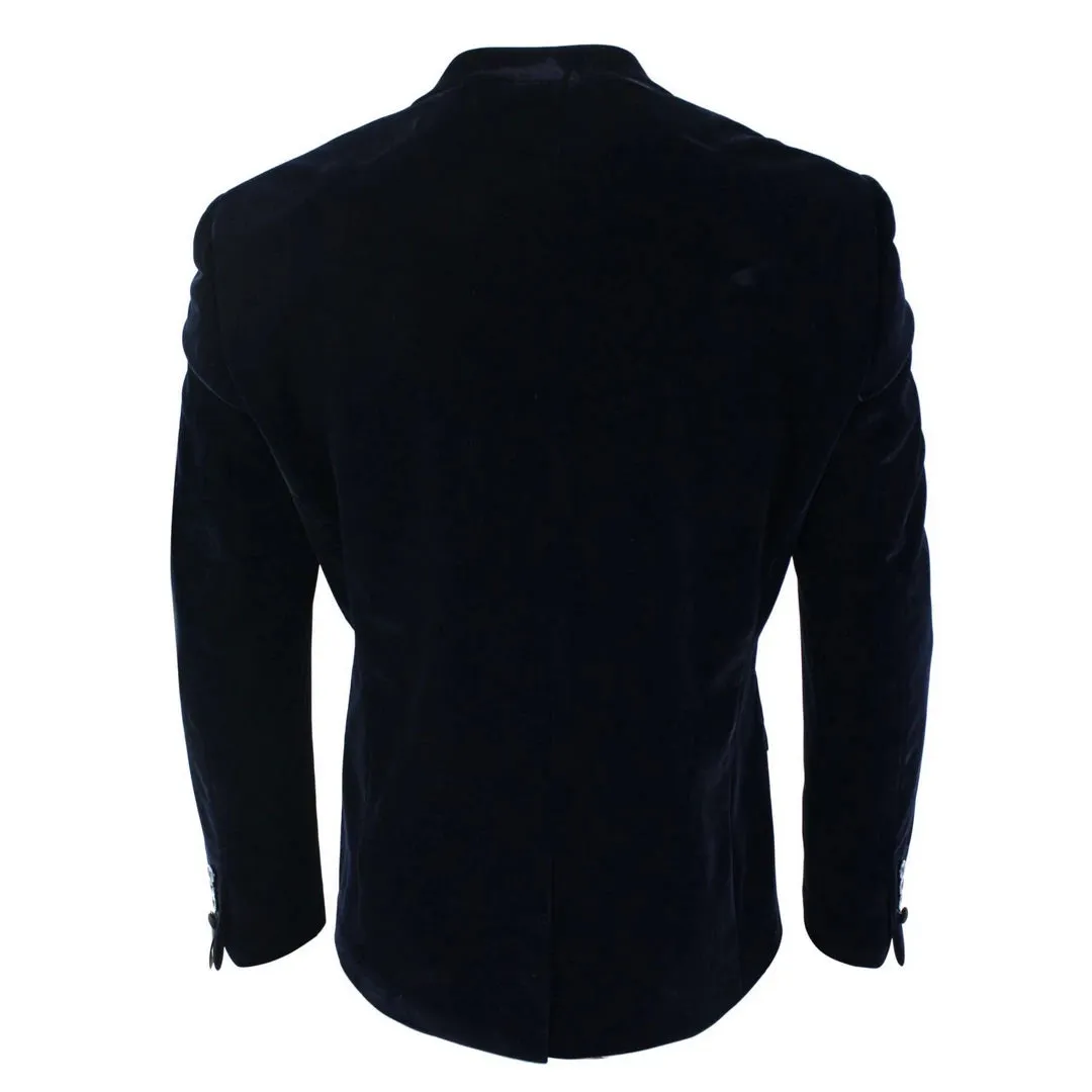 Rosa - Men's Soft Velvet Black Navy 1 Button Dinner Jacket Tuxedo Blazer Fit