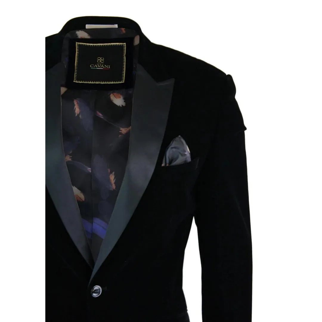 Rosa - Men's Soft Velvet Black Navy 1 Button Dinner Jacket Tuxedo Blazer Fit