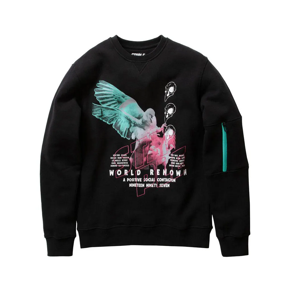 Staple Pigeon Stacked Photo Crewneck Sweatshirt Black