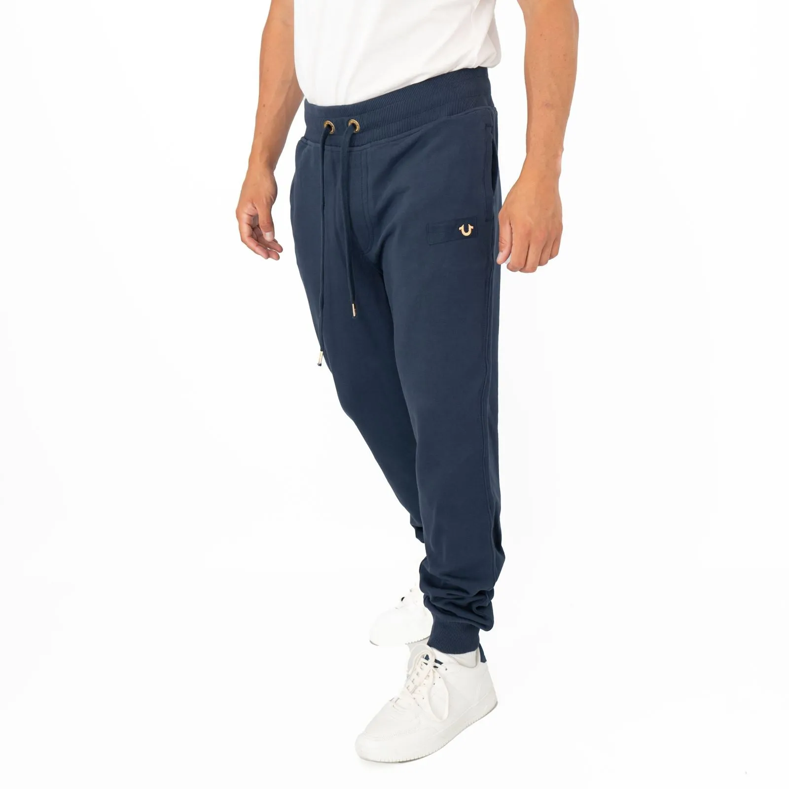 True Religion Mens Joggers Navy Blue With Gold Details