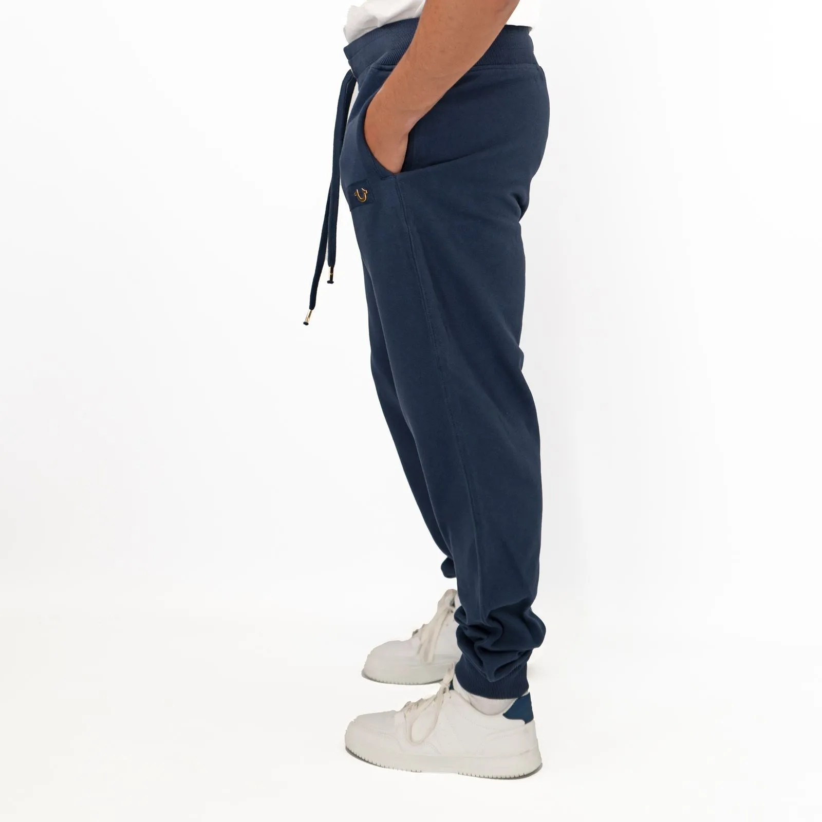 True Religion Mens Joggers Navy Blue With Gold Details