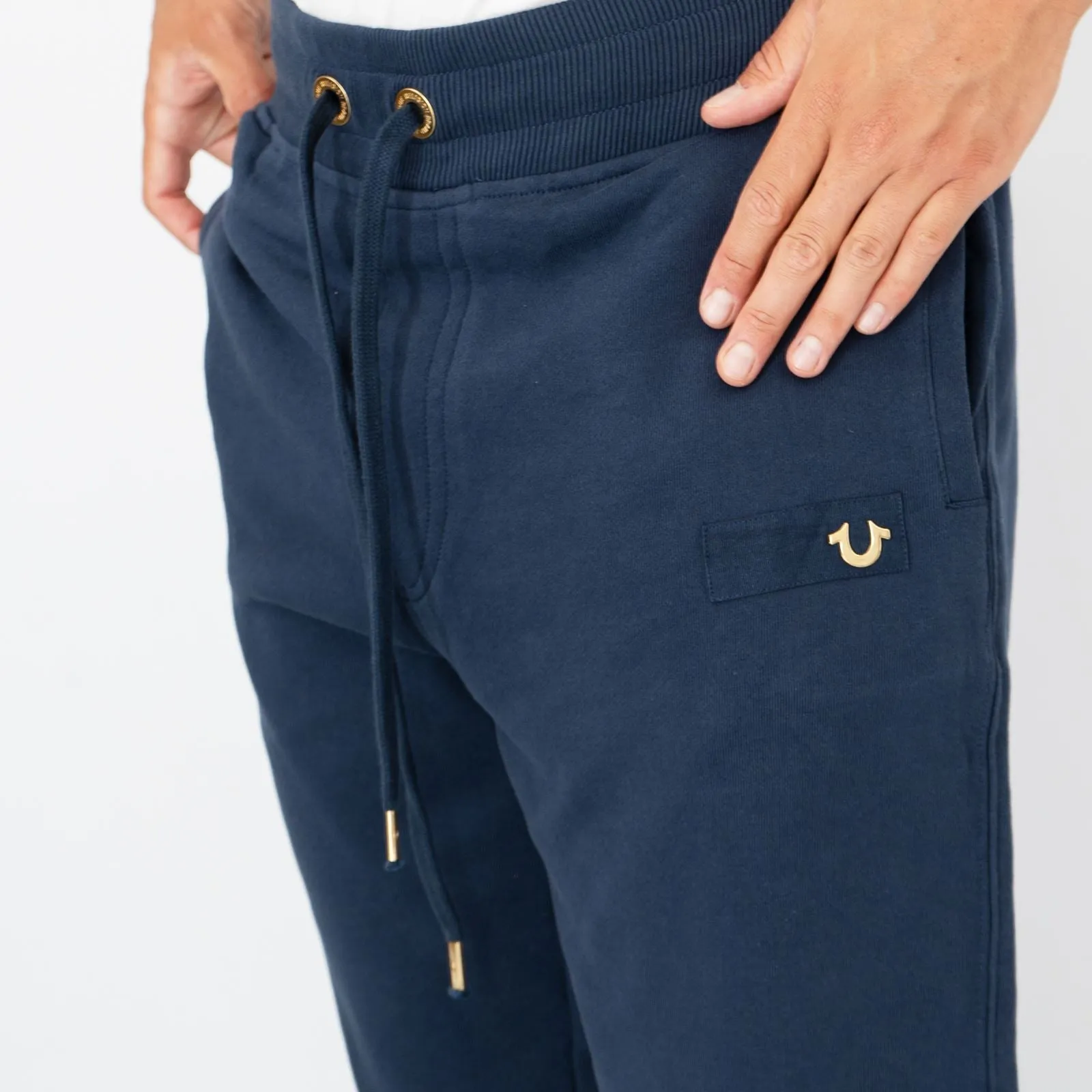 True Religion Mens Joggers Navy Blue With Gold Details