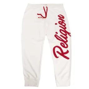 True Religion Mens Joggers White Printed Logo on Leg